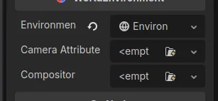 The Godot Inspector for a WorldEnvironment node, showing its Environment resource with background and ambient light settings.